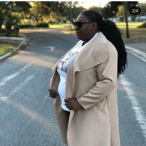 Plus Camel Waterfall Coat